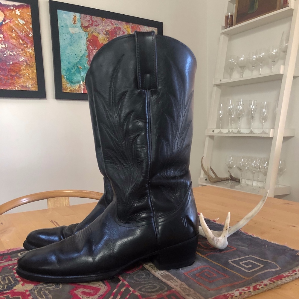 Black Western Frye Boot circa 80-81 Made in USA